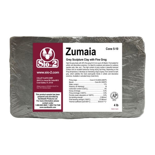 SIO-2® Zumaia Grey Sculpture Clay with Fine Grog, 4 lb Sample